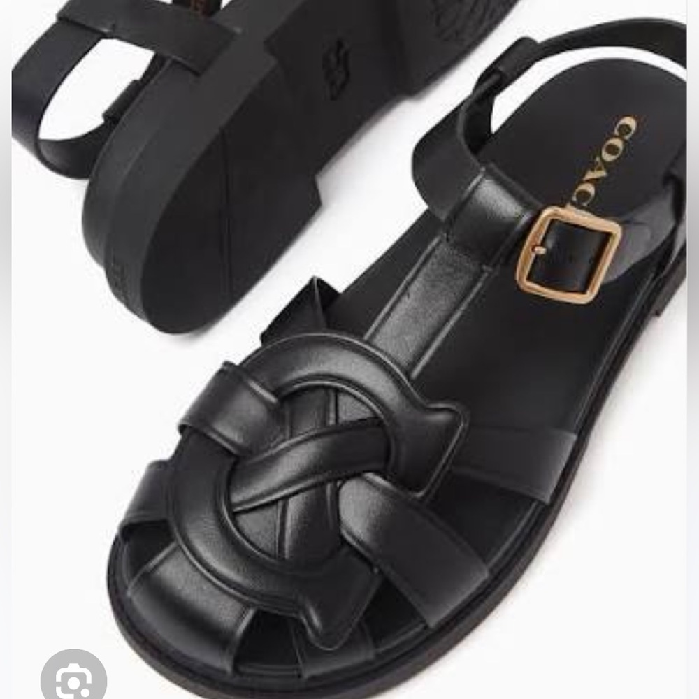 Coach Women's Black Leather Sandals